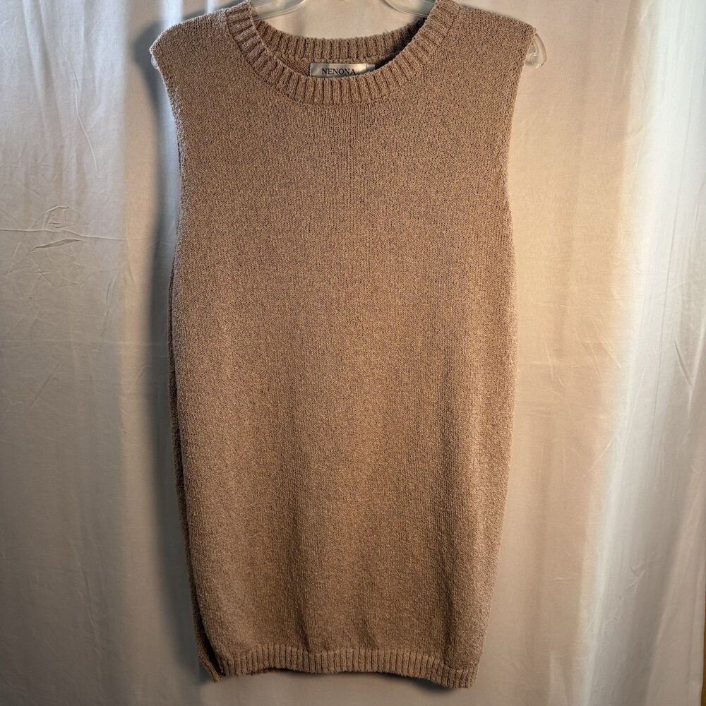 Nenona Women’s Large Sleeveless Knit Sweater Vest Tank Top Taupe Brown Casual